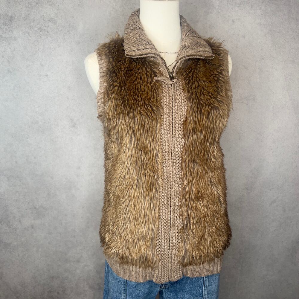 Kenar Tan Faux Fur Sweater Vest Size Medium
